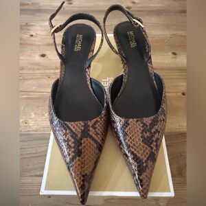 Michael Kors Luna Kitten Sling Pumps, size 7, Snakeskin, NIB, Retails $145